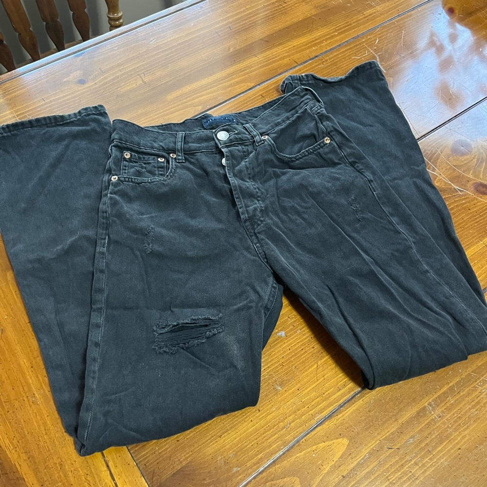 Aeropostale 90s Baggy High-Rise Distressed Black Jeans - Size 4 Regular